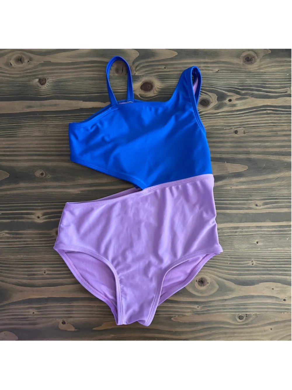 Cat & Jack Girls One Piece Swimsuit M 7/8 Plus Blue Purple Colorblock